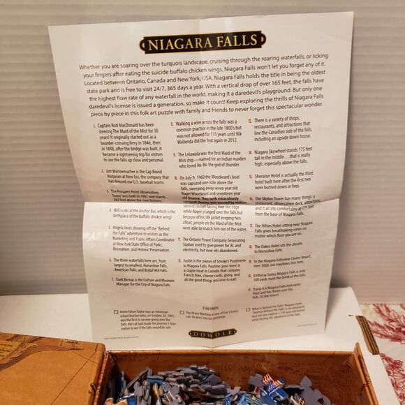 1000 Piece Puzzle Dowdle Niagara Falls Painting The Town with Poster Map Box - Picture 5 of 10